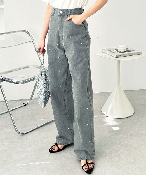 GeeRA（ジーラ）の「ラインストーンデニムパンツ（デニムパンツ・レディース・グレー/ブルー系その他・MEDIUM）」の3枚目の写真