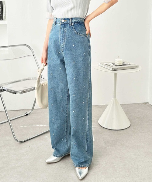 GeeRA（ジーラ）の「ラインストーンデニムパンツ（デニムパンツ・レディース・グレー/ブルー系その他・MEDIUM）」の7枚目の写真