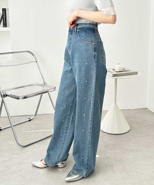 GeeRA（ジーラ）の「ラインストーンデニムパンツ（デニムパンツ・レディース・グレー/ブルー系その他・MEDIUM）」の8枚目の写真