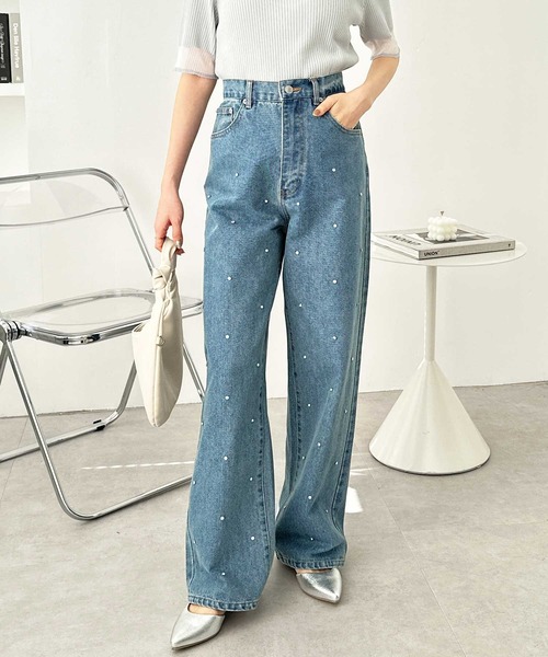 GeeRA（ジーラ）の「ラインストーンデニムパンツ（デニムパンツ・レディース・グレー/ブルー系その他・MEDIUM）」の6枚目の写真