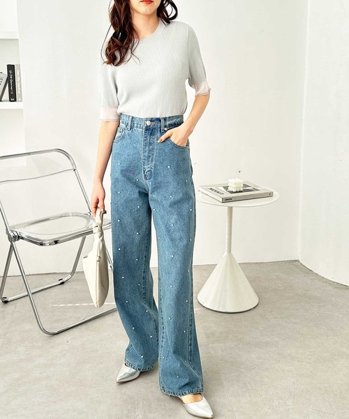 GeeRA（ジーラ）の「ラインストーンデニムパンツ（デニムパンツ・レディース・グレー/ブルー系その他・MEDIUM）」の10枚目の写真