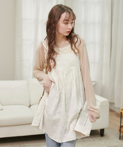 ANGIE（アンジー）の「バックリボン シアー ジャガード キャミワンピース（キャミソール・レディース・ナチュラル/オフホワイト/ブラック・FREE）」の11枚目の写真