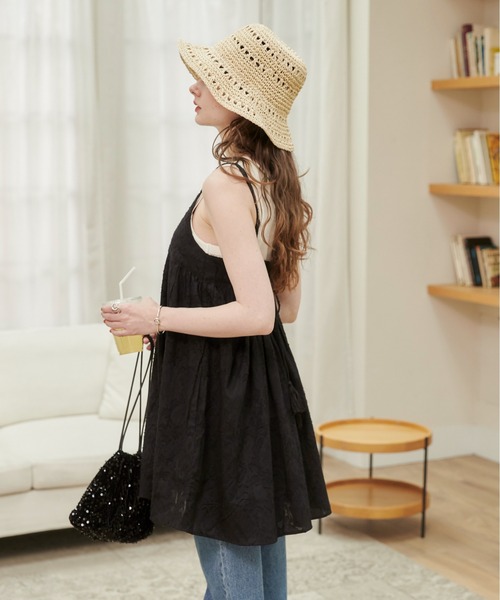 ANGIE（アンジー）の「バックリボン シアー ジャガード キャミワンピース（キャミソール・レディース・ナチュラル/オフホワイト/ブラック・FREE）」の22枚目の写真