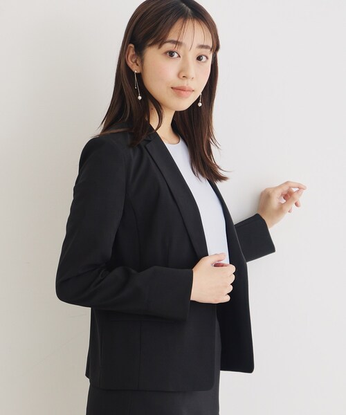 index（インデックス）の「◆セットアップ対応 ストレッチテーラードジャケット【洗える/防シワ/接触冷感】（テーラードジャケット・レディース・ブラック/チャコールグレー/ナチュラル・36/38/40/42）」の2枚目の写真