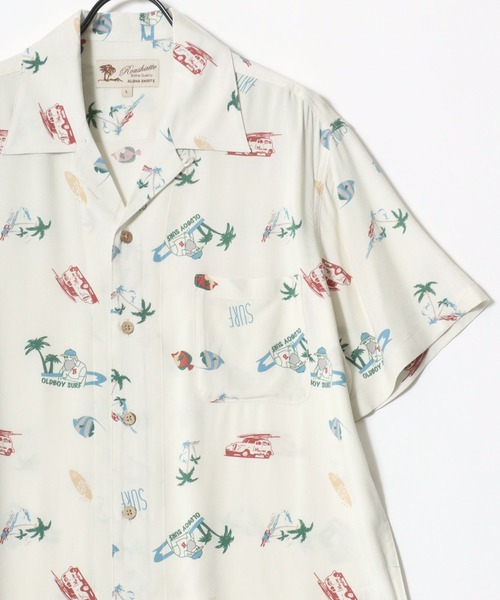 Lazar（ラザル）の「レーヨン オープンカラー アロハシャツ/総柄シャツ/レディース メンズ（シャツ/ブラウス・メンズ・ブラック系その他2/グレー系その他/グリーン系その他/ホワイト系その他/ベージュ系その他/ブラウン系その他/ホワイト系その他2/ホワイト系その他6/ホワイト系その他5/ホワイト系その他4/ホワイト系その他3/ブルー系その他/ブラック系その他/グリーン系その他2/ベージュ系その他3/ベージュ系その他2/ブラック系その他6/ブラック系その他5/ブラック系その他4/ブラック系その他3/ブラック系1/ベージュ系その他4/ブラック系その他7/ブラック系/グレー系その他2/ホワイト系その他7/ホワイト系・M/LL/L）」の7枚目の写真