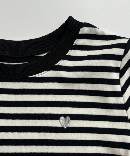 prose verse（プロズヴェール）の「ハート刺繍ボーダーTシャツ（Tシャツ/カットソー・レディース・ブラック系その他/ブラック系その他2/ブラック/ブラック系その他3・ﾌﾘ-）」の4枚目の写真