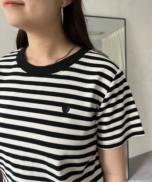 prose verse（プロズヴェール）の「ハート刺繍ボーダーTシャツ（Tシャツ/カットソー・レディース・ブラック系その他/ブラック系その他2/ブラック/ブラック系その他3・ﾌﾘ-）」の18枚目の写真