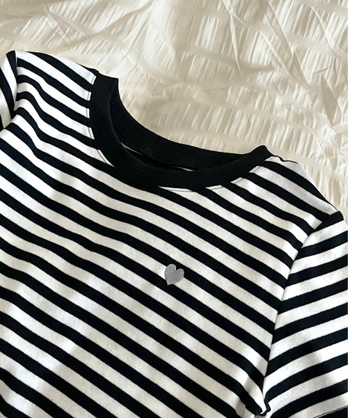 prose verse（プロズヴェール）の「ハート刺繍ボーダーTシャツ（Tシャツ/カットソー・レディース・ブラック系その他/ブラック系その他2/ブラック/ブラック系その他3・ﾌﾘ-）」の20枚目の写真