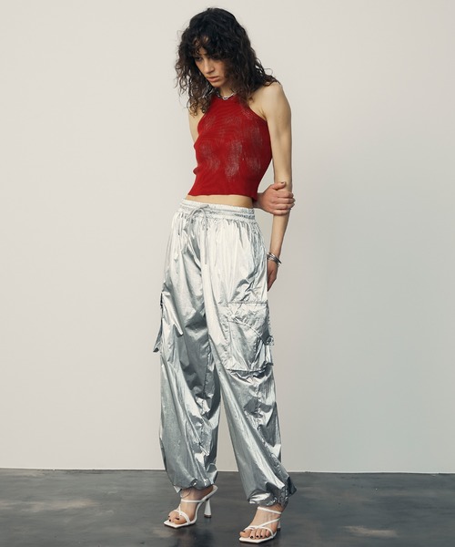 uyu.（ウユ）の「Metallic Cargo Pants / メタリックカーゴパンツ【uyu./ウユ】（カーゴパンツ・レディース・シルバー/ブラック・M/S）」の12枚目の写真