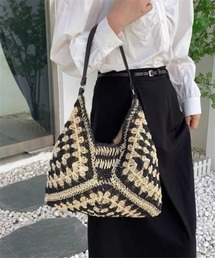 レトロ編み柄 ショルダーバッグ