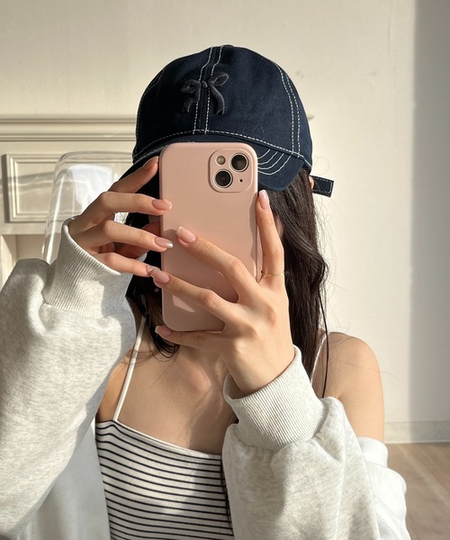 RiLi(リリ)の「ステッチリボンキャップ【RL】(キャップ・レディース・アイボリー/ネイビー・FREE)」の2枚目の写真