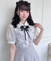 花柄プリントシアーブラウス