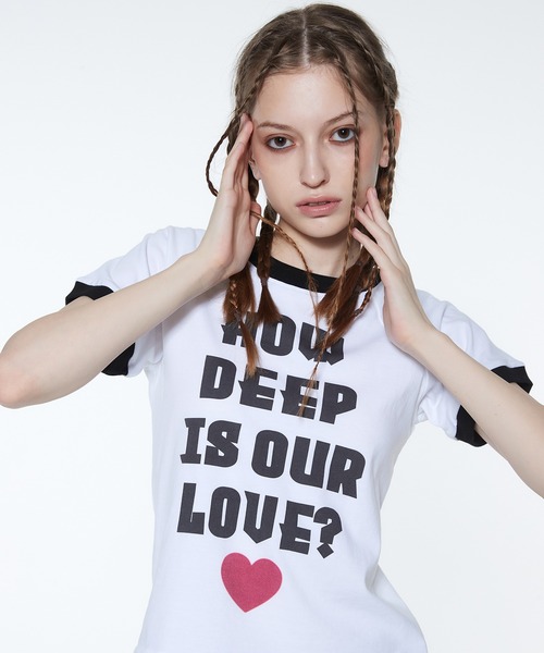 LUVISTRUE(ラヴイズトゥルー)の「RT HOW DEEP TEE(Tシャツ/カットソー・レディース・ブラック/ピンク/ホワイト・FREE)」の1枚目の写真