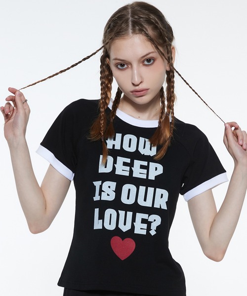 LUVISTRUE(ラヴイズトゥルー)の「RT HOW DEEP TEE(Tシャツ/カットソー・レディース・ブラック/ピンク/ホワイト・FREE)」の2枚目の写真