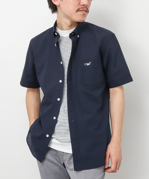 NOLLEY'S（ノーリーズ）の「リネンブレンド クジラBD 半袖シャツ