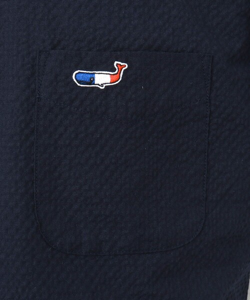 NOLLEY’S(ノーリーズ)の「リネンブレンド クジラBD 半袖シャツ(シャツ/ブラウス・メンズ・ネイビー/サックスブルー/ブラック系その他/グレイッシュブルー・M/L/XL/S)」の7枚目の写真