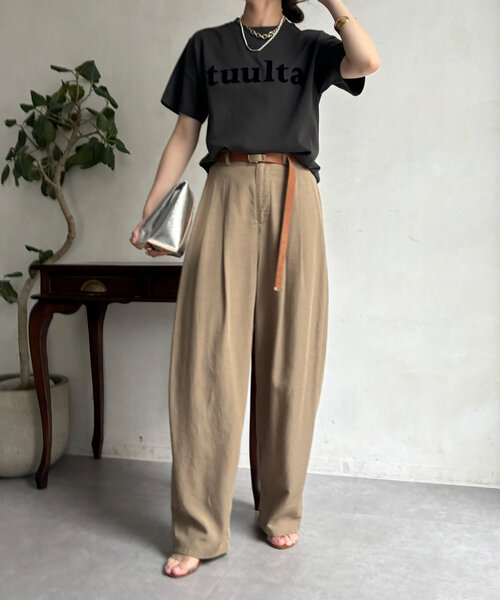 DouDou(ドゥドゥ)の「tuultaフロッキーロゴTEE(Tシャツ/カットソー・レディース・ピンク/カーキ/オフホワイト/チャコールグレー・FREE)」の15枚目の写真