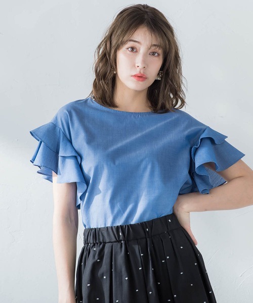 ketty(ケティ)の「TCブロードラッフルスリーブブラウス≪洗濯機で洗える≫(シャツ/ブラウス・レディース・オフホワイト/ブルー/アイボリー/ダークネイビー・M)」の3枚目の写真