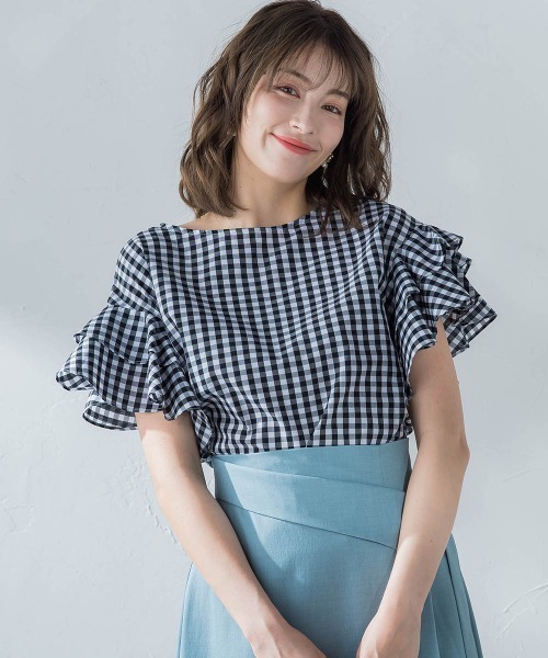ketty(ケティ)の「TCブロードラッフルスリーブブラウス≪洗濯機で洗える≫(シャツ/ブラウス・レディース・オフホワイト/ブルー/アイボリー/ダークネイビー・M)」の18枚目の写真