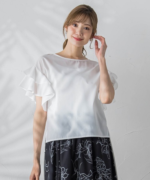 ketty(ケティ)の「TCブロードラッフルスリーブブラウス≪洗濯機で洗える≫(シャツ/ブラウス・レディース・オフホワイト/ブルー/アイボリー/ダークネイビー・M)」の12枚目の写真