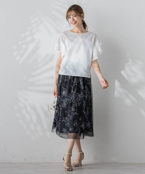 ketty(ケティ)の「TCブロードラッフルスリーブブラウス≪洗濯機で洗える≫(シャツ/ブラウス・レディース・オフホワイト/ブルー/アイボリー/ダークネイビー・M)」の13枚目の写真