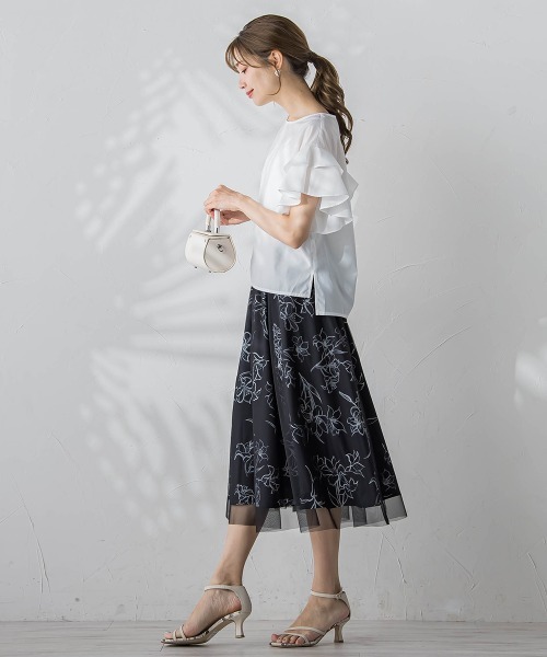 ketty(ケティ)の「TCブロードラッフルスリーブブラウス≪洗濯機で洗える≫(シャツ/ブラウス・レディース・オフホワイト/ブルー/アイボリー/ダークネイビー・M)」の14枚目の写真