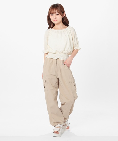 Honeys（ハニーズ）の「オフショル２ｗａｙトップス（Tシャツ/カットソー・レディース・ブラック/アイボリー/ピンク/ブルー・L/M/S）」の5枚目の写真
