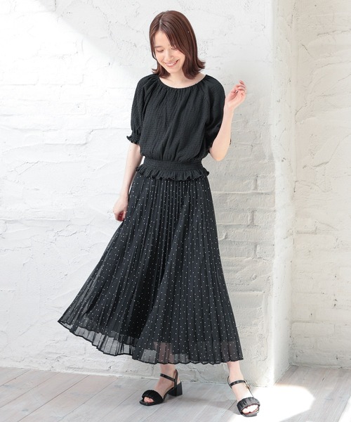 Honeys（ハニーズ）の「オフショル２ｗａｙトップス（Tシャツ/カットソー・レディース・ブラック/アイボリー/ピンク/ブルー・L/M/S）」の8枚目の写真