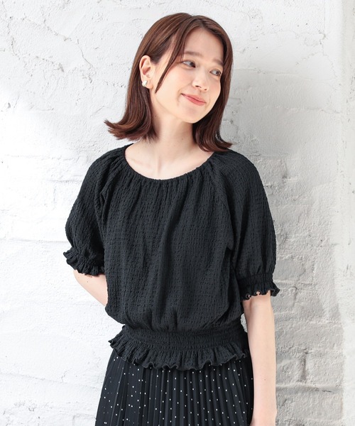 Honeys（ハニーズ）の「オフショル２ｗａｙトップス（Tシャツ/カットソー・レディース・ブラック/アイボリー/ピンク/ブルー・L/M/S）」の11枚目の写真