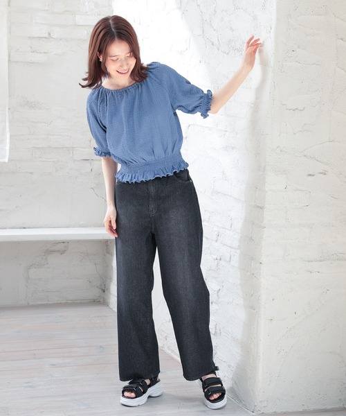 Honeys（ハニーズ）の「オフショル２ｗａｙトップス（Tシャツ/カットソー・レディース・ブラック/アイボリー/ピンク/ブルー・L/M/S）」の13枚目の写真