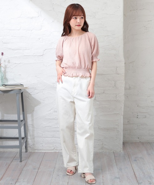 Honeys（ハニーズ）の「オフショル２ｗａｙトップス（Tシャツ/カットソー・レディース・ブラック/アイボリー/ピンク/ブルー・L/M/S）」の16枚目の写真