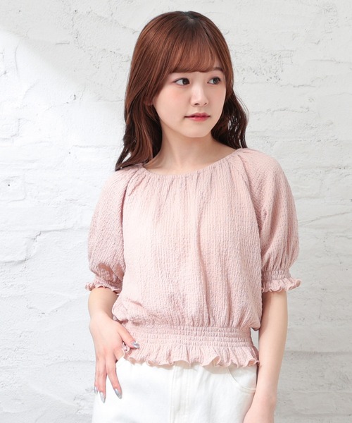 Honeys（ハニーズ）の「オフショル２ｗａｙトップス（Tシャツ/カットソー・レディース・ブラック/アイボリー/ピンク/ブルー・L/M/S）」の19枚目の写真