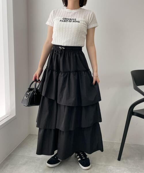 WEGO（ウィゴー）の「WEGO/ナイロンティアードロングスカート（スカート・レディース・ブラック・FREE）」の8枚目の写真