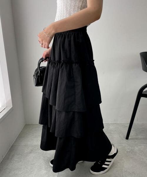 WEGO（ウィゴー）の「WEGO/ナイロンティアードロングスカート（スカート・レディース・ブラック・FREE）」の9枚目の写真