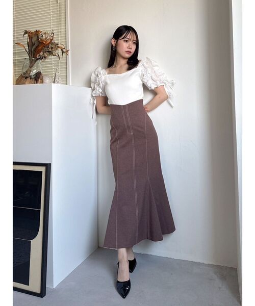 dazzlin（ダズリン）の「ショルダーボリュームフリルカットプルオーバー（Tシャツ/カットソー・レディース・グレー/オフホワイト/ブラック/ピンク/その他1・FREE）」の14枚目の写真