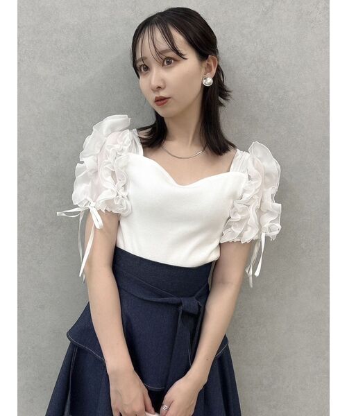dazzlin ショルダーフリルカットトップス dazzlin tシャツ ショルダーフリルカットトップス レディース