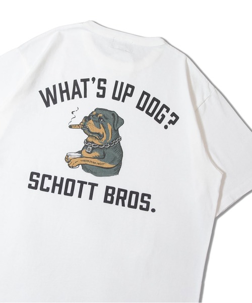 schott（ショット）の「SCHOTT- T-SHIRT CHILL ROTTWEILER（Tシャツ/カットソー・メンズ・ブラウン/ホワイト/ブラック・M/L/XL）」の2枚目の写真