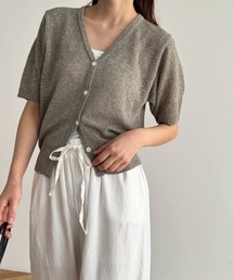 CANAL JEAN | El mar(エルマール) リネン混Vネック半袖ニットカーディガン(カーディガン/ボレロ)