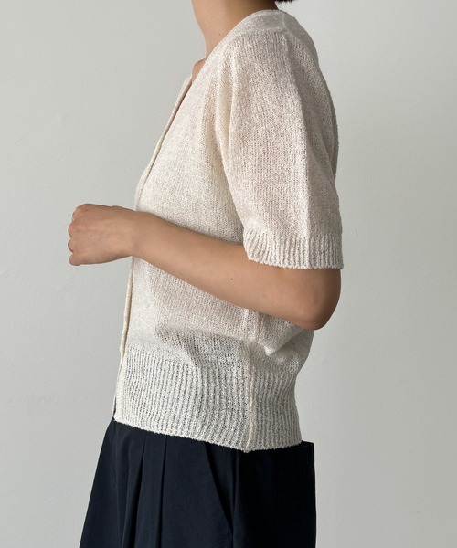 CANAL JEAN（キャナルジーン）の「El mar　リネン混Vネック半袖ニットカーディガン（カーディガン/ボレロ・レディース・アイボリー/カーキ/ヘザーグレー・ONE SIZE）」の15枚目の写真