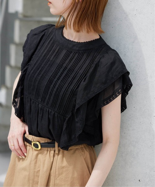 SLOBE IENA（スローブイエナ）の「《追加2》ラミーフリルピンタックブラウス（シャツ/ブラウス・レディース・ホワイト/カーキ/ブラック・FREE）」の7枚目の写真