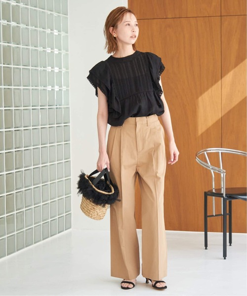 SLOBE IENA（スローブイエナ）の「《追加2》ラミーフリルピンタックブラウス（シャツ/ブラウス・レディース・ホワイト/カーキ/ブラック・FREE）」の8枚目の写真