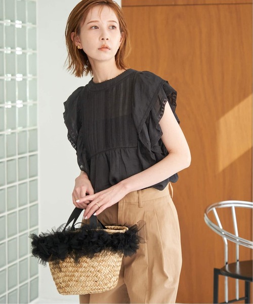 SLOBE IENA（スローブイエナ）の「《追加2》ラミーフリルピンタックブラウス（シャツ/ブラウス・レディース・ホワイト/カーキ/ブラック・FREE）」の10枚目の写真