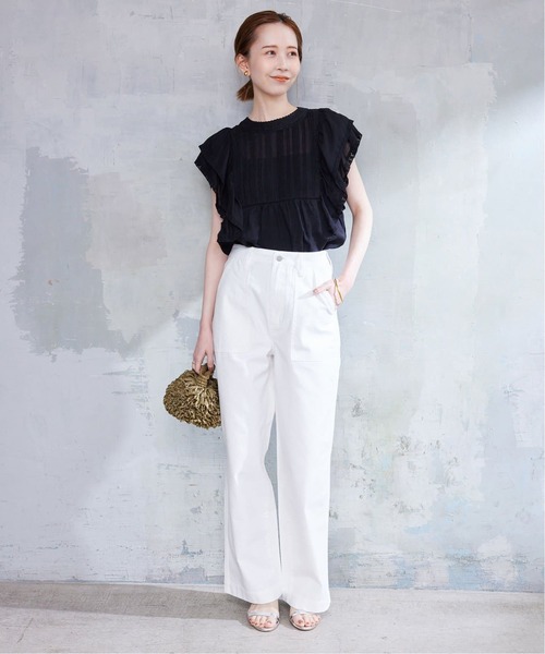 SLOBE IENA（スローブイエナ）の「《追加2》ラミーフリルピンタックブラウス（シャツ/ブラウス・レディース・ホワイト/カーキ/ブラック・FREE）」の17枚目の写真