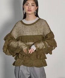 THE YOn | フリルデザインシアーニットプルオーバー(ニット/セーター)