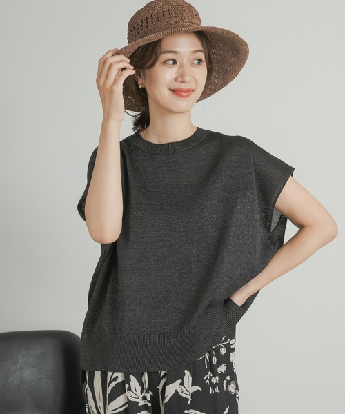 「URBAN RESEARCH DOORS」 半袖ニット MEDIUM ブラック レディース URBAN RESEARCH DOORS 「URBAN DOORS」 半袖ニット MEDIUM