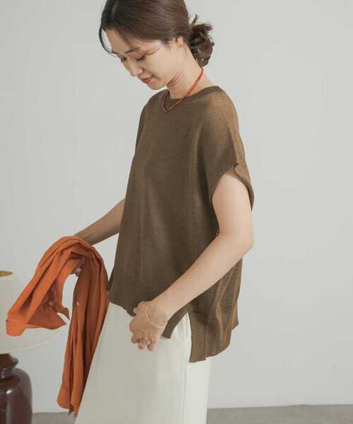 URBAN RESEARCH DOORS（アーバンリサーチドアーズ）の「ウォッシャブルドライニット（ニット/セーター・レディース・ブラック/ブラウン・MEDIUM）」の14枚目の写真