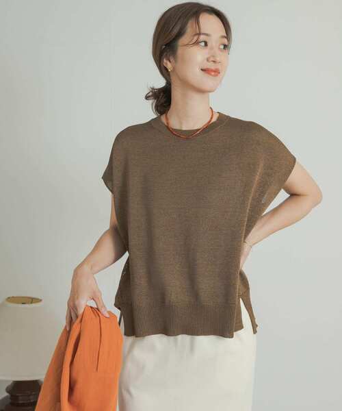 URBAN RESEARCH DOORS（アーバンリサーチドアーズ）の「ウォッシャブルドライニット（ニット/セーター・レディース・ブラック/ブラウン・MEDIUM）」の11枚目の写真