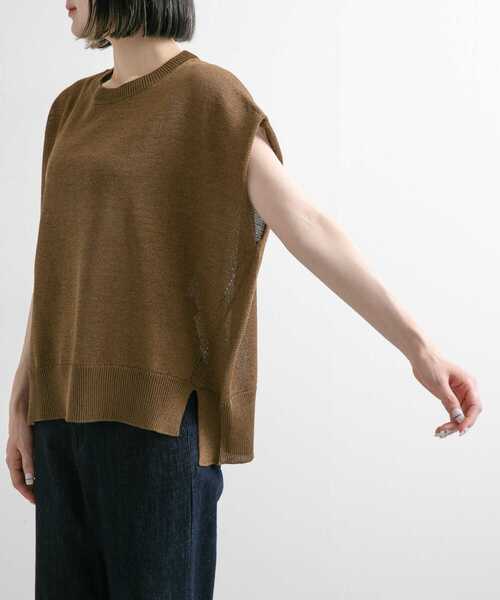 URBAN RESEARCH DOORS（アーバンリサーチドアーズ）の「ウォッシャブルドライニット（ニット/セーター・レディース・ブラック/ブラウン・MEDIUM）」の5枚目の写真