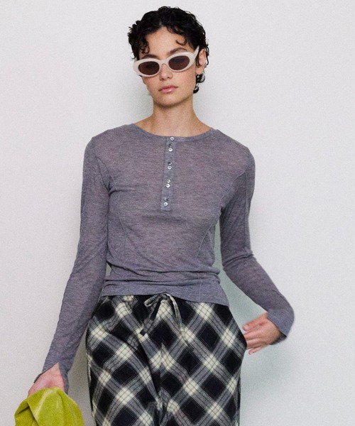 2way Sheer Mellow Stitched Tops/2WAYシアーメローステッチトップス【MAISON SPECIAL/メゾンスペシャル】（Tシャツ/カットソー）｜MAISON SPECIAL（メゾンスペシャル）
