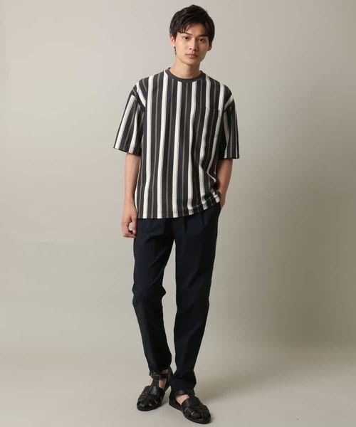 a.v.v(アーヴェヴェ)の「【主役TOPS】ストライプワイドシルエットカットソー(Tシャツ/カットソー・メンズ・チャコールグレー/ブラック・48/46)」の14枚目の写真